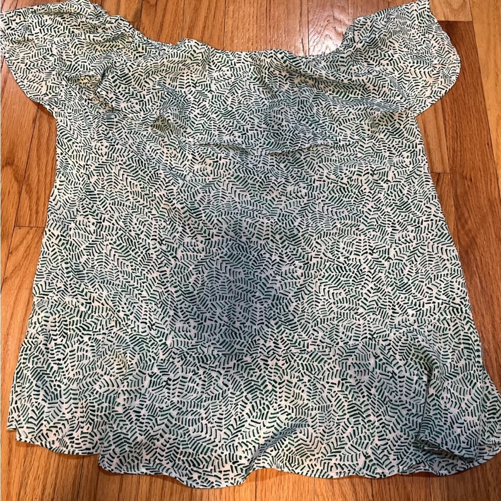 Banana Republic Green Leaf Print Women's Top Small circa 2016